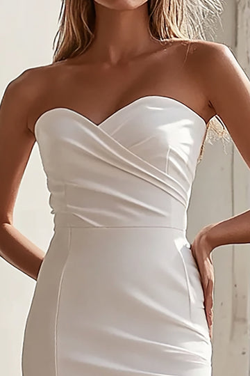 White Bodycon Strapless Short Graduation Dress
